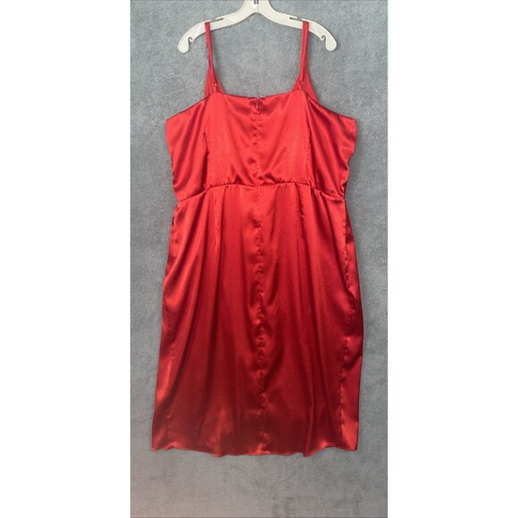 Lane Bryant Dress Womens 28 Red Midi Faux Wrap Cocxktail Glam Holiday Party - Picture 8 of 12